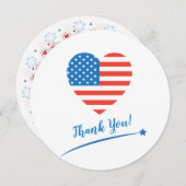アメリカ独立記念日のお祝い アメリカ USA 国旗 ハート 愛国心 サンキューカード (正面/裏面)