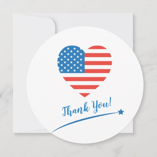 アメリカ独立記念日のお祝い アメリカ USA 国旗 ハート 愛国心 サンキューカード (正面)