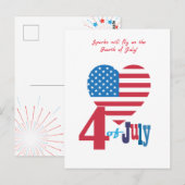 アメリカ独立記念日のお祝い アメリカ USA 国旗 愛国 ハート ポストカード (正面/裏面)