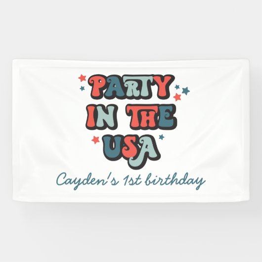 アメリカ独立記念日のお誕生日パーティー 横断幕 (横)