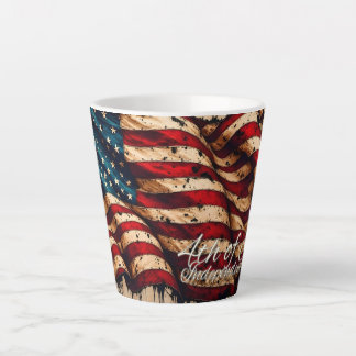 アメリカ独立記念日のためのビンテージアメリカ国旗アート カフェラテマグ