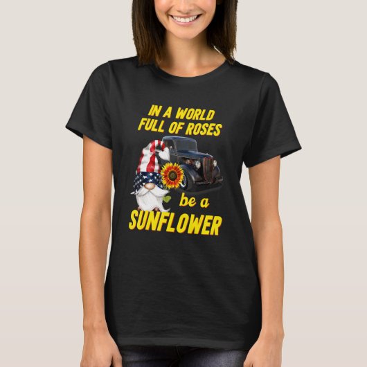 アメリカ独立記念日のひまわりノームホットロッド Tシャツ (正面)