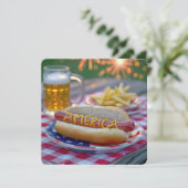 アメリカ独立記念日のアメリカンホットドッグ 招待状 (スタンド正面)