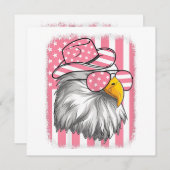 アメリカ独立記念日のアメリカ鷹 米国国旗 愛国的な女性 招待状 (正面/裏面)