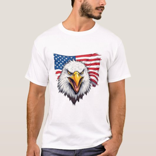 アメリカ独立記念日のイーグルデザイン Tシャツ (正面)