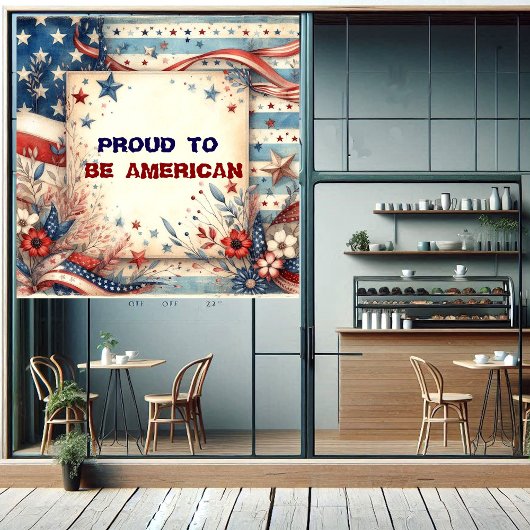 アメリカ独立記念日のシャビーシックなデザインに誇り ウィンドウサイン