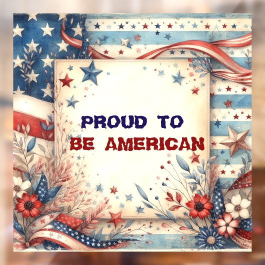 アメリカ独立記念日のシャビーシックなデザインに誇り ウィンドウサイン (シート2)