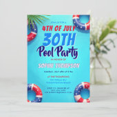 アメリカ独立記念日のプールパーティー アメリカ風 30歳の誕生日 招待状 (スタンド正面)