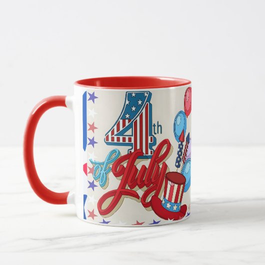 アメリカ独立記念日のマグカップ USA パトリオティックな7月4日デザイン マグカップ (左)