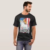 アメリカ独立記念日のユニコーン猫 メオウィカ Tシャツ (正面フル)