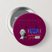 アメリカ独立記念日のワインレッド 缶バッジ (正面&裏面)