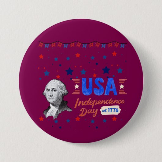 アメリカ独立記念日のワインレッド 缶バッジ (正面)
