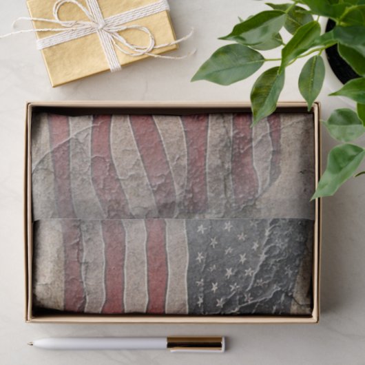 アメリカ独立記念日のヴィンテージな星条旗の石壁 薄葉紙 (ギフト)