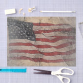 アメリカ独立記念日のヴィンテージな星条旗の石壁 薄葉紙 (クラフト)