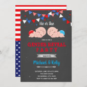 アメリカ独立記念日の性別発表パーティー招待状 招待状 (正面/裏面)