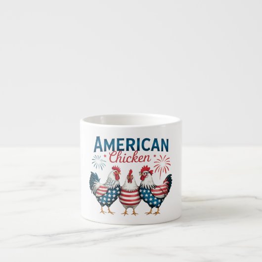 アメリカ独立記念日の愛国的なニワトリデザイン エスプレッソカップ (正面)