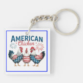 アメリカ独立記念日の愛国的なニワトリデザイン キーホルダー (裏面)