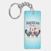 アメリカ独立記念日の愛国的なニワトリデザイン キーホルダー (正面左)
