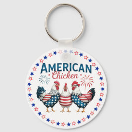 アメリカ独立記念日の愛国的なニワトリデザイン キーホルダー