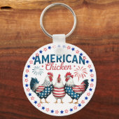 アメリカ独立記念日の愛国的なニワトリデザイン キーホルダー (裏面)