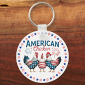 アメリカ独立記念日の愛国的なニワトリデザイン キーホルダー (正面)