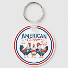 アメリカ独立記念日の愛国的なニワトリデザイン キーホルダー