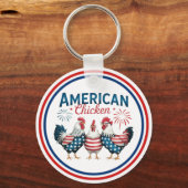アメリカ独立記念日の愛国的なニワトリデザイン キーホルダー (正面)