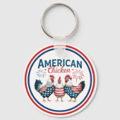 アメリカ独立記念日の愛国的なニワトリデザイン キーホルダー (裏面)