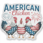 アメリカ独立記念日の愛国的なニワトリデザイン シール (正面)