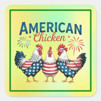 アメリカ独立記念日の愛国的なニワトリデザイン スクエアシール