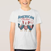 アメリカ独立記念日の愛国的なニワトリデザイン トライブレンドＴシャツ (正面)