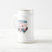 アメリカ独立記念日の愛国的なニワトリデザイン ビールジョッキ (正面左)