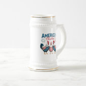 アメリカ独立記念日の愛国的なニワトリデザイン ビールジョッキ (正面右)
