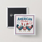 アメリカ独立記念日の愛国的なニワトリデザイン 缶バッジ (正面&裏面)