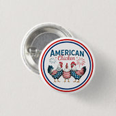 アメリカ独立記念日の愛国的なニワトリデザイン 缶バッジ (正面&裏面)