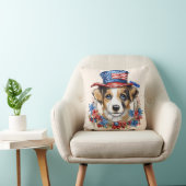 アメリカ独立記念日の愛国的子犬 クッション (椅子)
