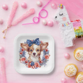 アメリカ独立記念日の愛国的子犬 ペーパープレート (パーティー)