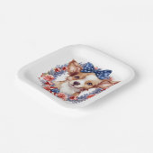 アメリカ独立記念日の愛国的子犬 ペーパープレート (傾斜あり)