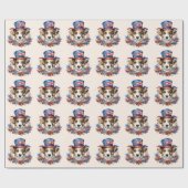 アメリカ独立記念日の愛国的子犬 ラッピングペーパー (フラット)