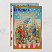 アメリカ独立記念日の最初の七月 ヴィンテージ招待状 招待状 (正面/裏面)