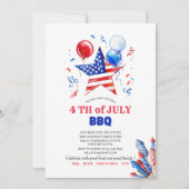 アメリカ独立記念日の水彩招待状を祝おう 招待状 (正面)