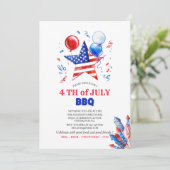 アメリカ独立記念日の水彩招待状を祝おう 招待状 (スタンド正面)