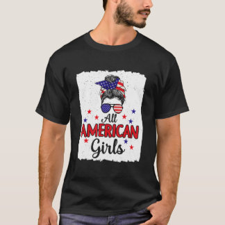 アメリカ独立記念日の漂白された娘USAオールアメリカン Tシャツ