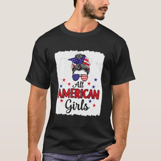 アメリカ独立記念日の漂白された娘USAオールアメリカン Tシャツ (正面)