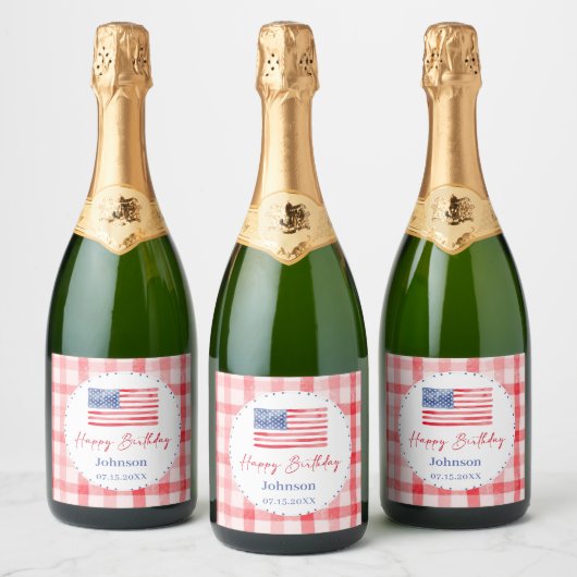 アメリカ独立記念日の誕生日 スパークリングワインラベル (ボトル)