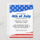 アメリカ独立記念日の輝きのあるアメリカ国旗 招待状 (正面)