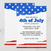 アメリカ独立記念日の輝きのあるアメリカ国旗 招待状 (正面/裏面)