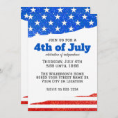 アメリカ独立記念日の輝きのアメリカ国旗 招待状 (正面/裏面)