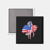 アメリカ独立記念日の馬のアメリカ国旗 マグネット (正面/裏面)