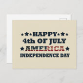 アメリカ独立記念日の7月の幸せ4日 シーズンポストカード (正面/裏面)